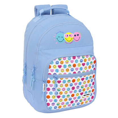 Ghiozdan Smiley Joyful Albastru Multicolor 32 x 42 x 15 cm - Birou și papetărie, Material școlar și educațional