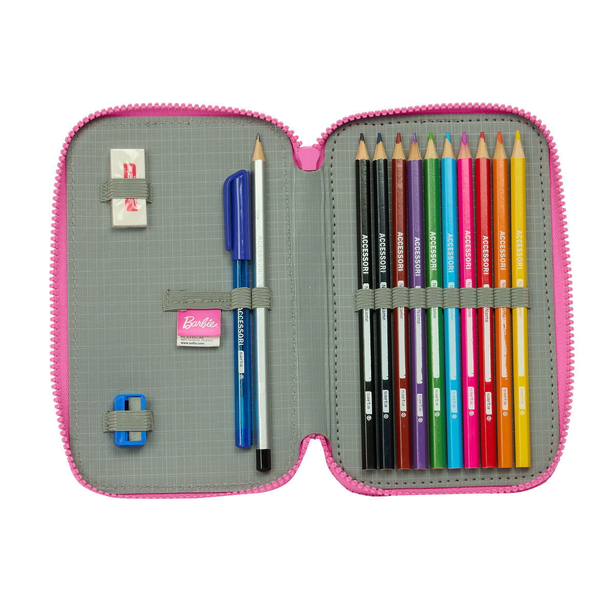 Creion dublu Barbie Love Roz 12.5 x 19.5 x 4 cm 28 Piese - Birou și papetărie, Material școlar și educațional