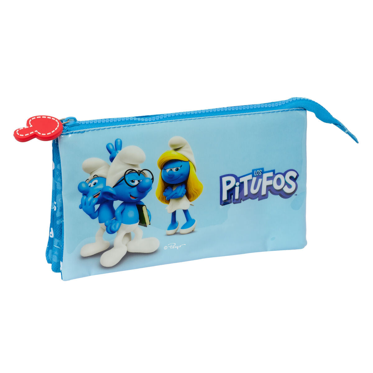 Penar dublu Los Pitufos Albastru 22 x 12 x 3 cm - Birou și papetărie, Material școlar și educațional