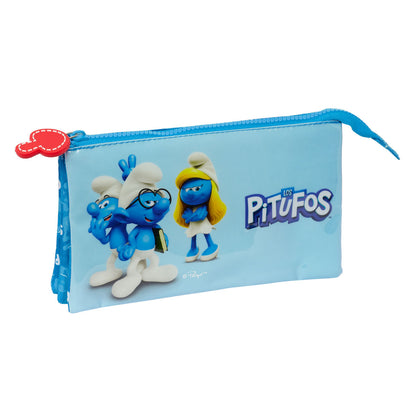 Penar dublu Los Pitufos Albastru 22 x 12 x 3 cm - Birou și papetărie, Material școlar și educațional
