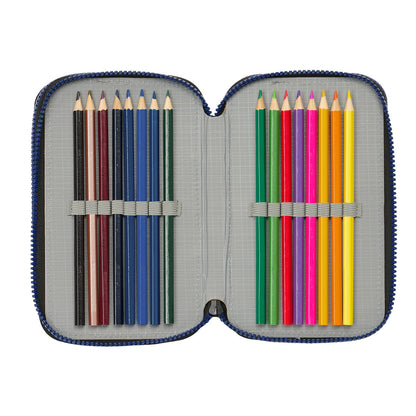 Penar Triplu Naruto Ninja Albastru Negru 12,5 x 19,5 x 5,5 cm 36 Piese - Birou și papetărie, Material școlar și educațional