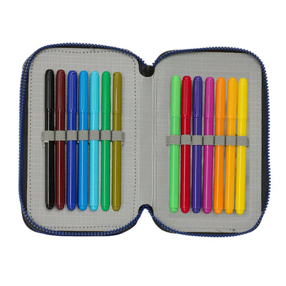 Penar Triplu Naruto Ninja Albastru Negru 12,5 x 19,5 x 5,5 cm 36 Piese - Birou și papetărie, Material școlar și educațional
