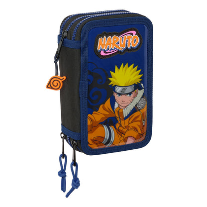 Penar Triplu Naruto Ninja Albastru Negru 12,5 x 19,5 x 5,5 cm 36 Piese - Birou și papetărie, Material școlar și educațional