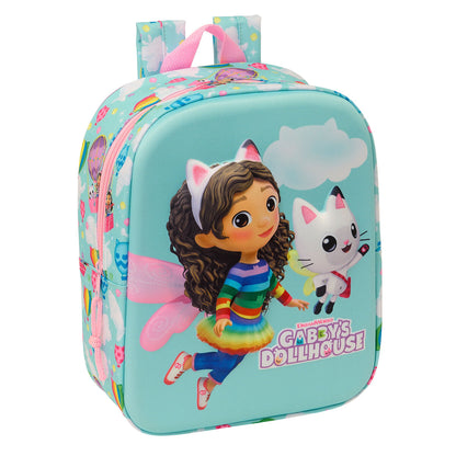 Ghiozdan Gabby's Dollhouse Roz Albastru celest 22 x 27 x 10 cm 3D - Birou și papetărie, Material școlar și educațional