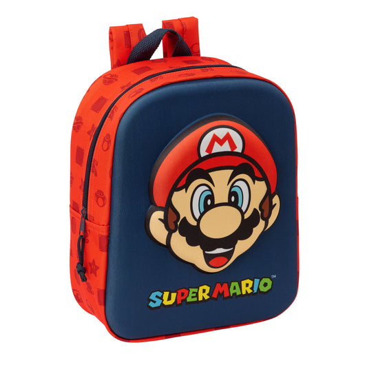 Ghiozdan Super Mario Roșu Bleumarin 22 x 27 x 10 cm - Birou și papetărie, Material școlar și educațional