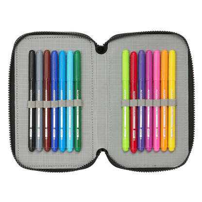 Penar Triplu Teenage Mutant Ninja Turtles Negru Gri 12,5 x 19,5 x 5,5 cm 36 Piese - Birou și papetărie, Material școlar și educațional