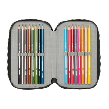Penar Triplu Teenage Mutant Ninja Turtles Negru Gri 12,5 x 19,5 x 5,5 cm 36 Piese - Birou și papetărie, Material școlar și educațional