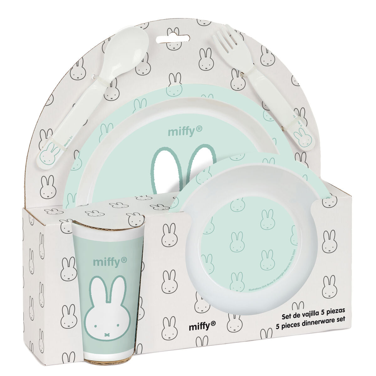 Set de veselă pentru copii Miffy Menta (5 Piese) - Acasă și bucătărie, Tacâmuri, veselă și sticlărie