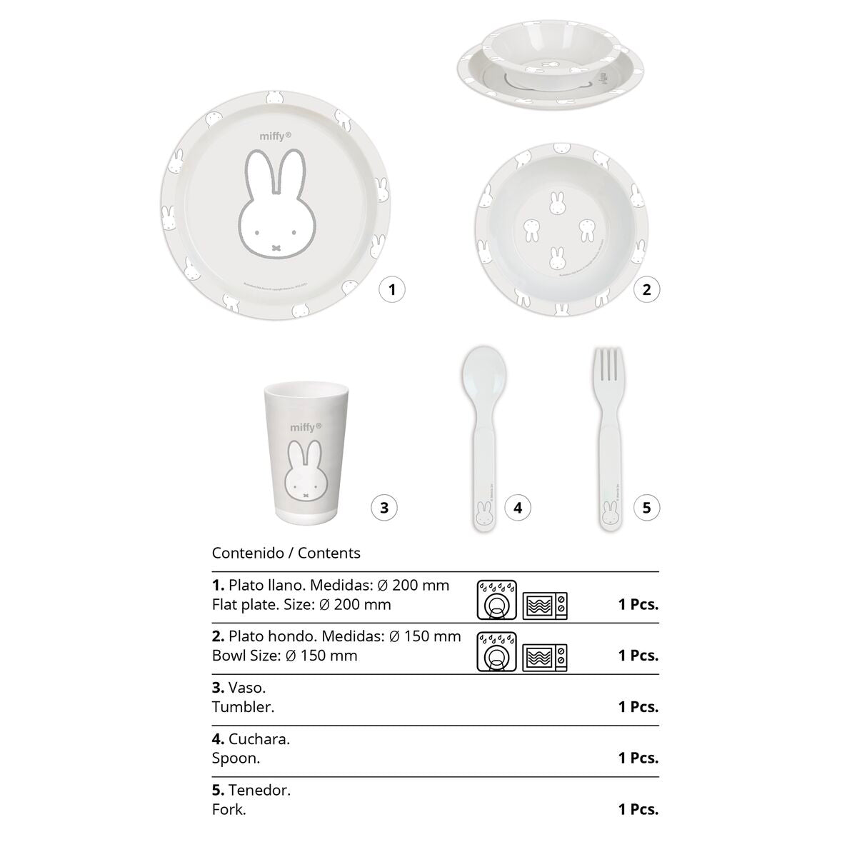 Set de veselă pentru copii Miffy Niebla (5 Piese) - Acasă și bucătărie, Tacâmuri, veselă și sticlărie