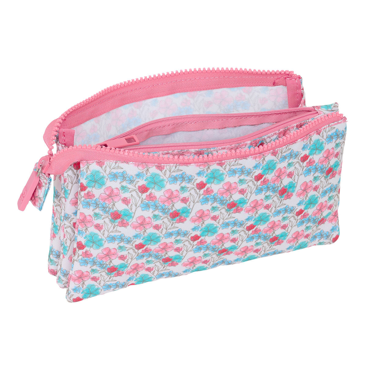 Penar triplu Moos Flores Multicolor 22 x 12 x 3 cm - Birou și papetărie, Material școlar și educațional