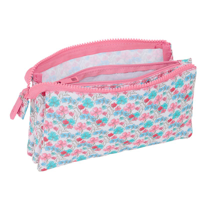 Penar triplu Moos Flores Multicolor 22 x 12 x 3 cm - Birou și papetărie, Material școlar și educațional