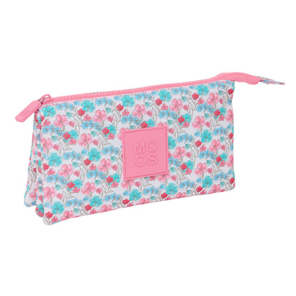 Penar triplu Moos Flores Multicolor 22 x 12 x 3 cm - Birou și papetărie, Material școlar și educațional