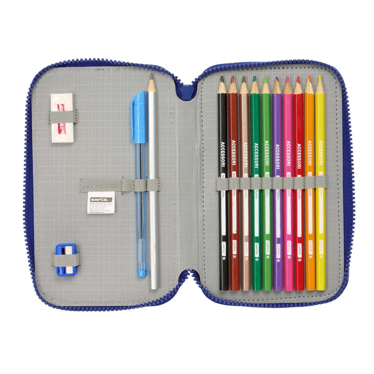 Creion dublu F.C. Barcelona Castaniu Bleumarin 12.5 x 19.5 x 4 cm 28 Piese - Birou și papetărie, Material școlar și educațional