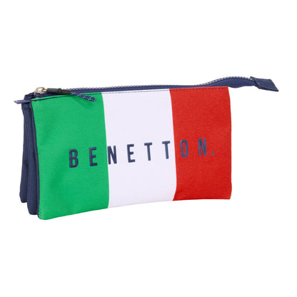 Penar triplu Benetton Flag Bleumarin 22 x 12 x 3 cm - Birou și papetărie, Material școlar și educațional