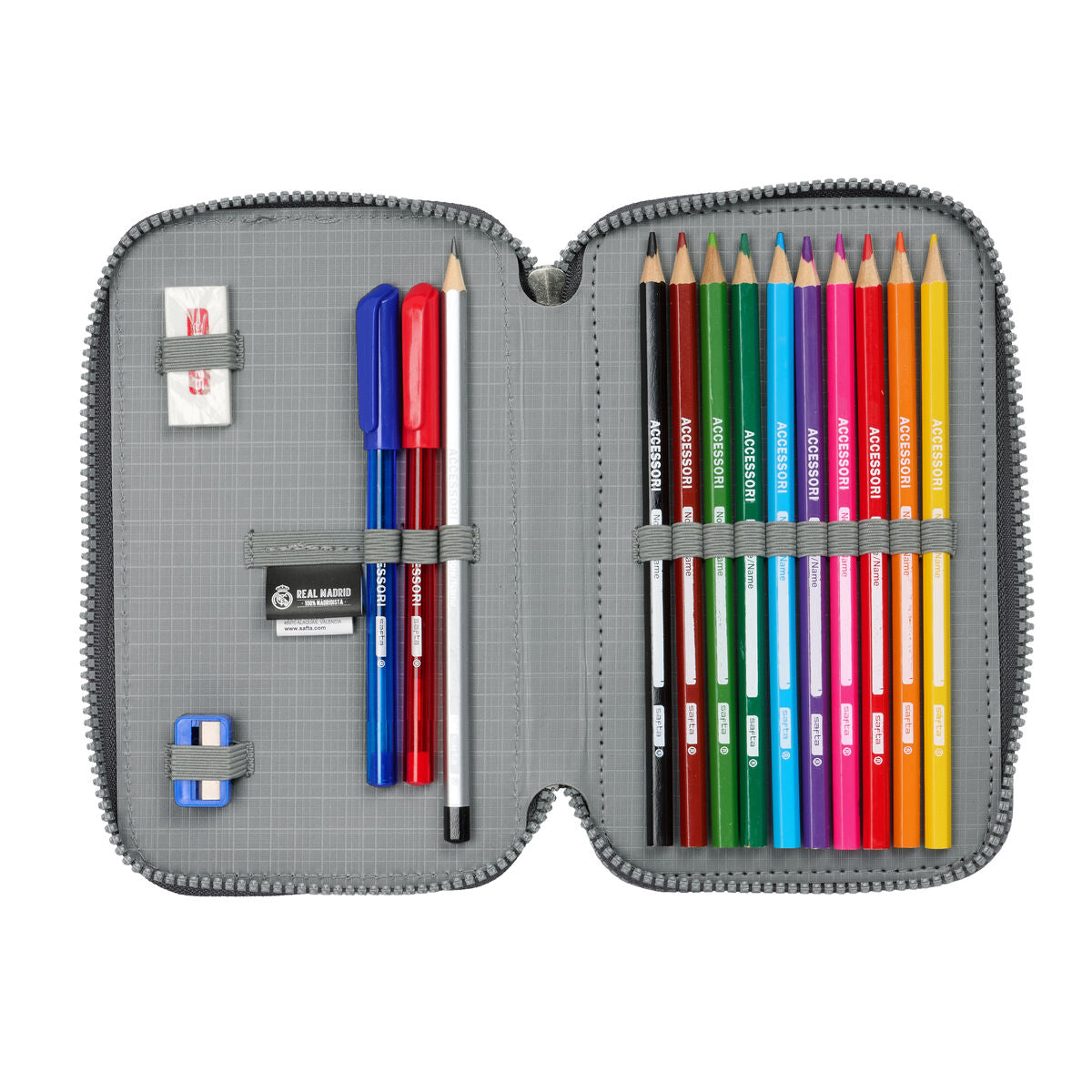 Geantă Universală Real Madrid C.F. Gri 12.5 x 19.5 x 4 cm 29 Piese - Birou și papetărie, Material școlar și educațional