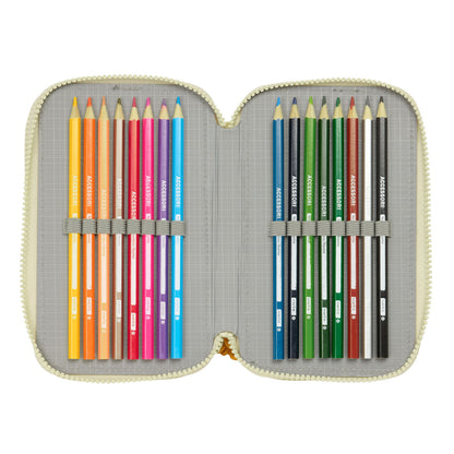 Penar Triplu Mufasa Verde Bej 12,5 x 19,5 x 5,5 cm 37 Piese - Birou și papetărie, Material școlar și educațional