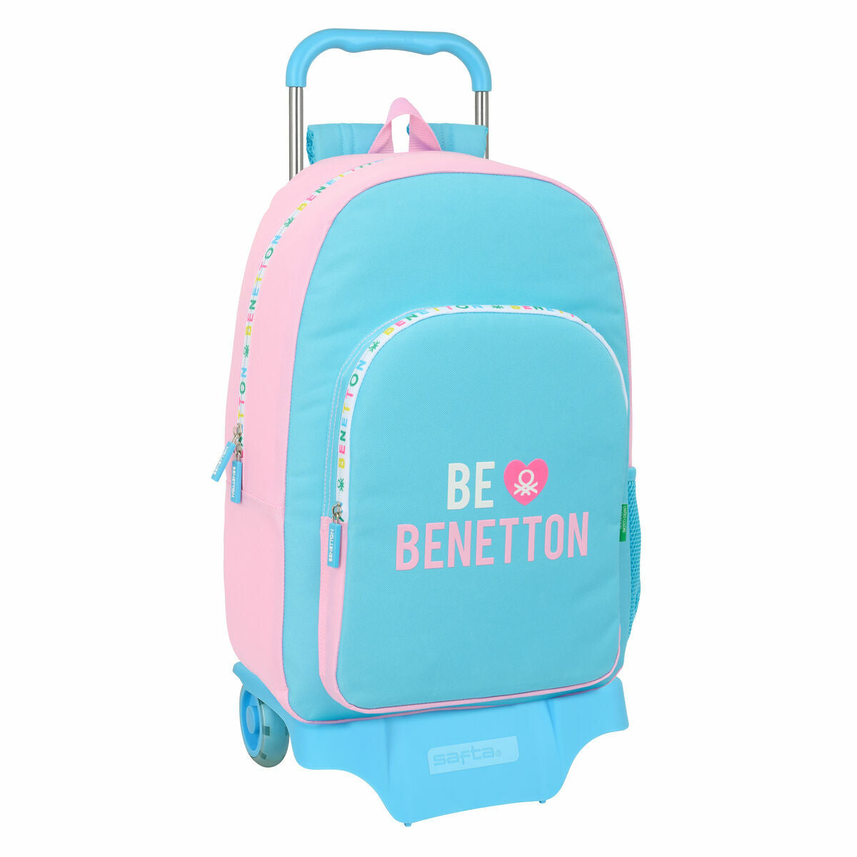 Ghiozdan cu Roți Benetton Unique Roz Turquoise 30 x 46 x 14 cm - Birou și papetărie, Material școlar și educațional