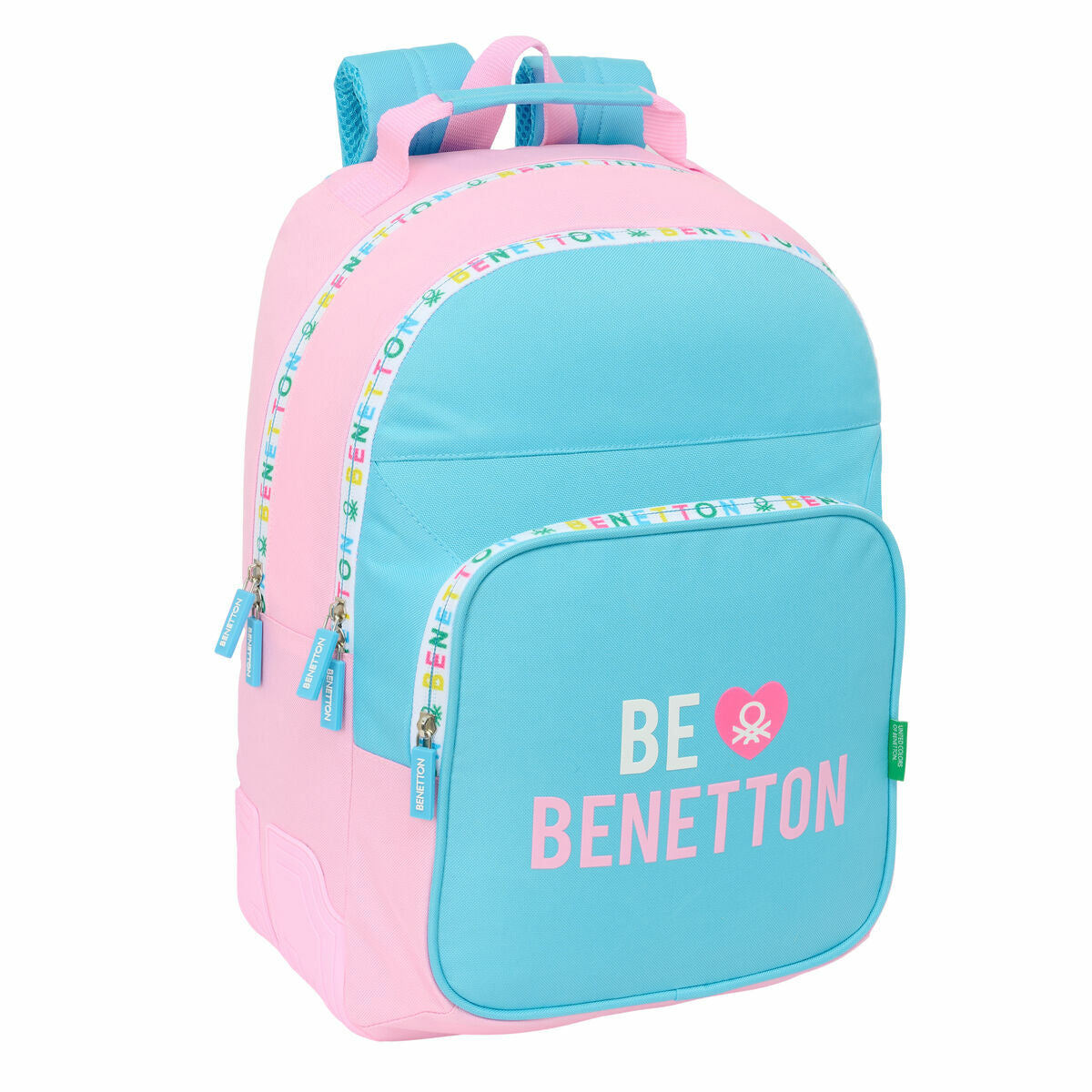 Ghiozdan Benetton Unique Roz Turquoise 32 x 42 x 15 cm - Birou și papetărie, Material școlar și educațional