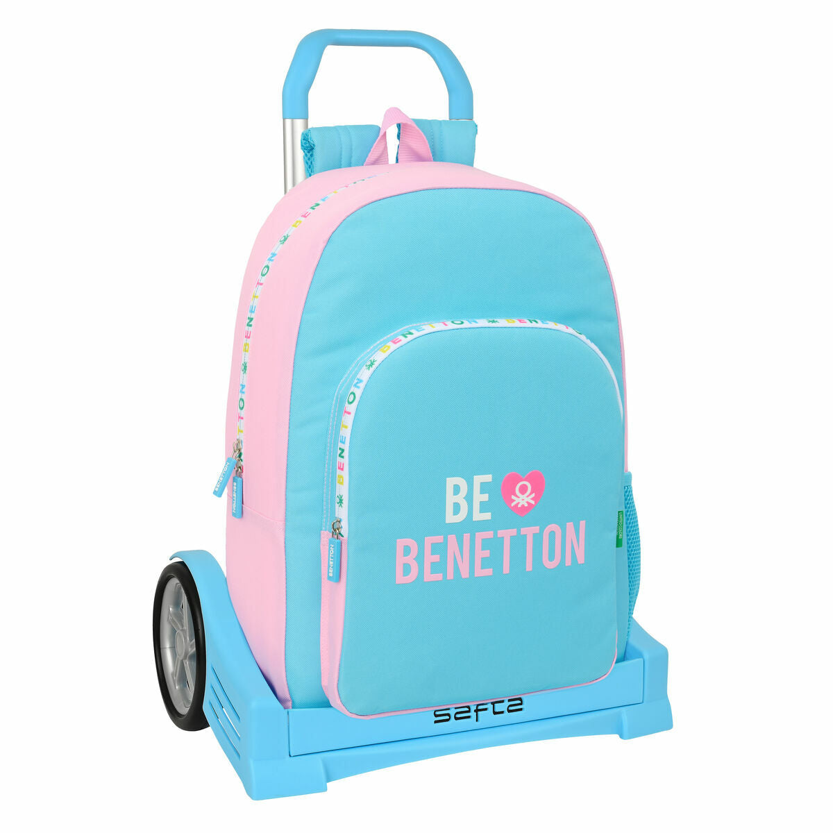 Ghiozdan cu Roți Benetton Unique Roz Turquoise 30 x 46 x 14 cm - Birou și papetărie, Material școlar și educațional