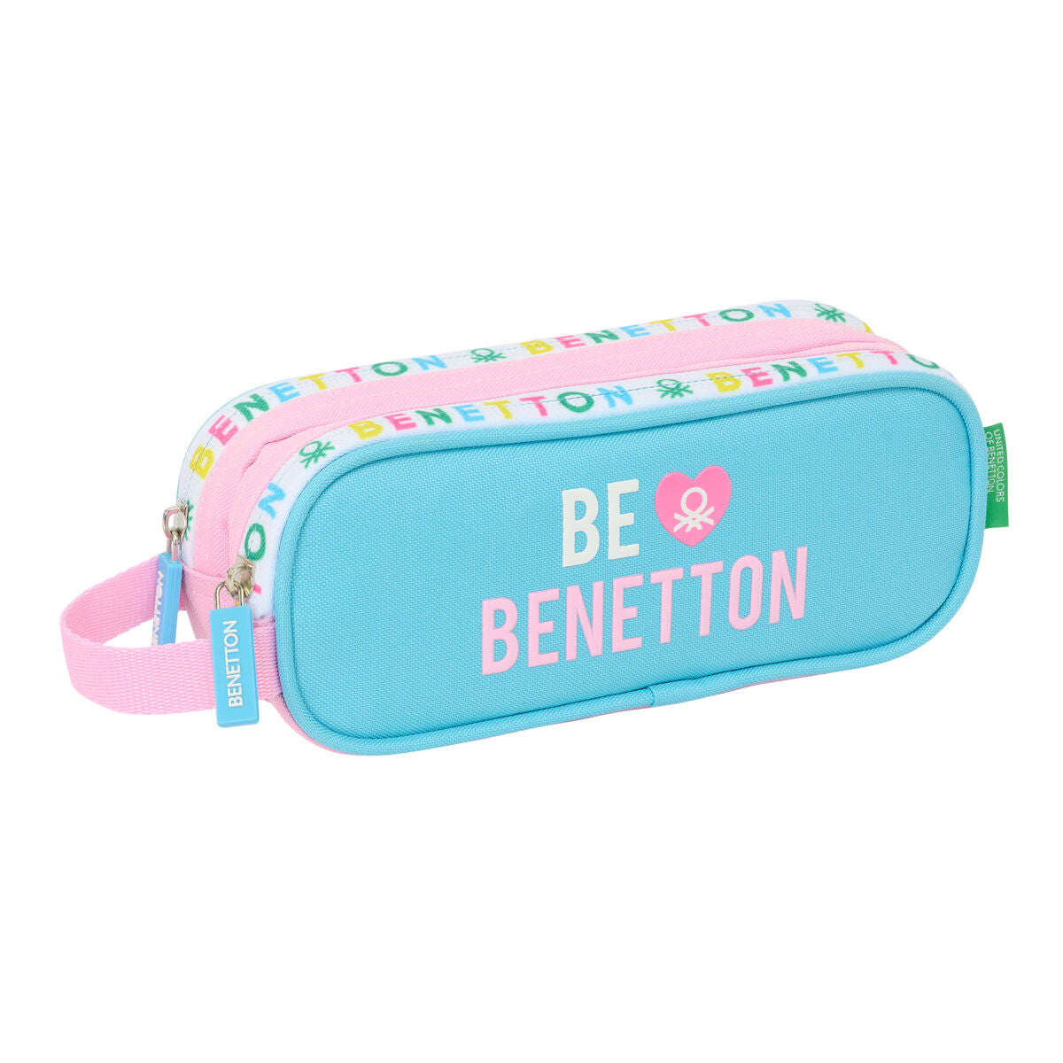 Penar dublu Benetton Unique Roz Turquoise 21 x 8 x 6 cm - Birou și papetărie, Material școlar și educațional