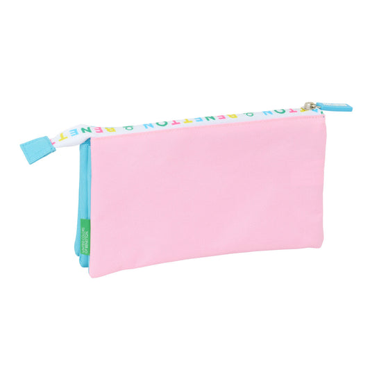 Penar triplu Benetton Unique Roz Turquoise 22 x 12 x 3 cm - Birou și papetărie, Material școlar și educațional