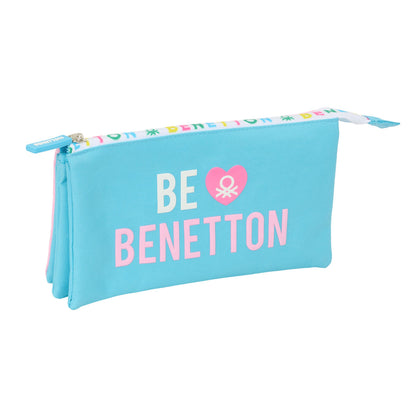 Penar triplu Benetton Unique Roz Turquoise 22 x 12 x 3 cm - Birou și papetărie, Material școlar și educațional