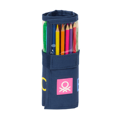 Geantă Universală Benetton Damero Bleumarin 7 x 20 x 7 cm 27 Piese - Birou și papetărie, Material școlar și educațional