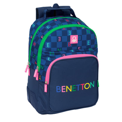 Ghiozdan Benetton Damero Bleumarin 32 x 42 x 15 cm - Birou și papetărie, Material școlar și educațional