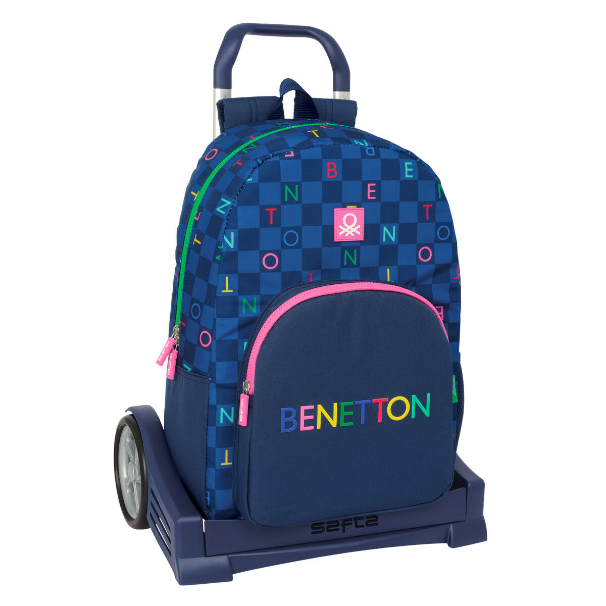 Ghiozdan cu Roți Benetton Damero Bleumarin 30 x 46 x 14 cm - Birou și papetărie, Material școlar și educațional