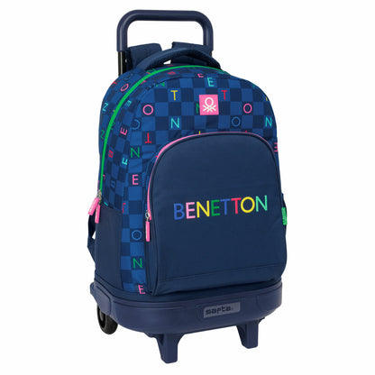 Ghiozdan cu Roți Benetton Damero Bleumarin 33 x 45 x 22 cm - Birou și papetărie, Material școlar și educațional