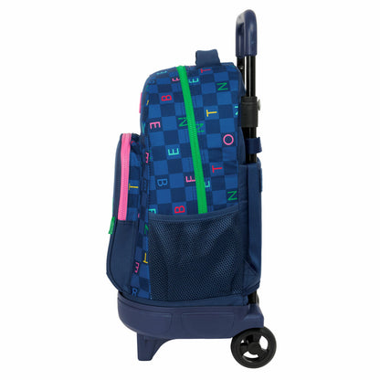 Ghiozdan cu Roți Benetton Damero Bleumarin 33 x 45 x 22 cm - Birou și papetărie, Material școlar și educațional
