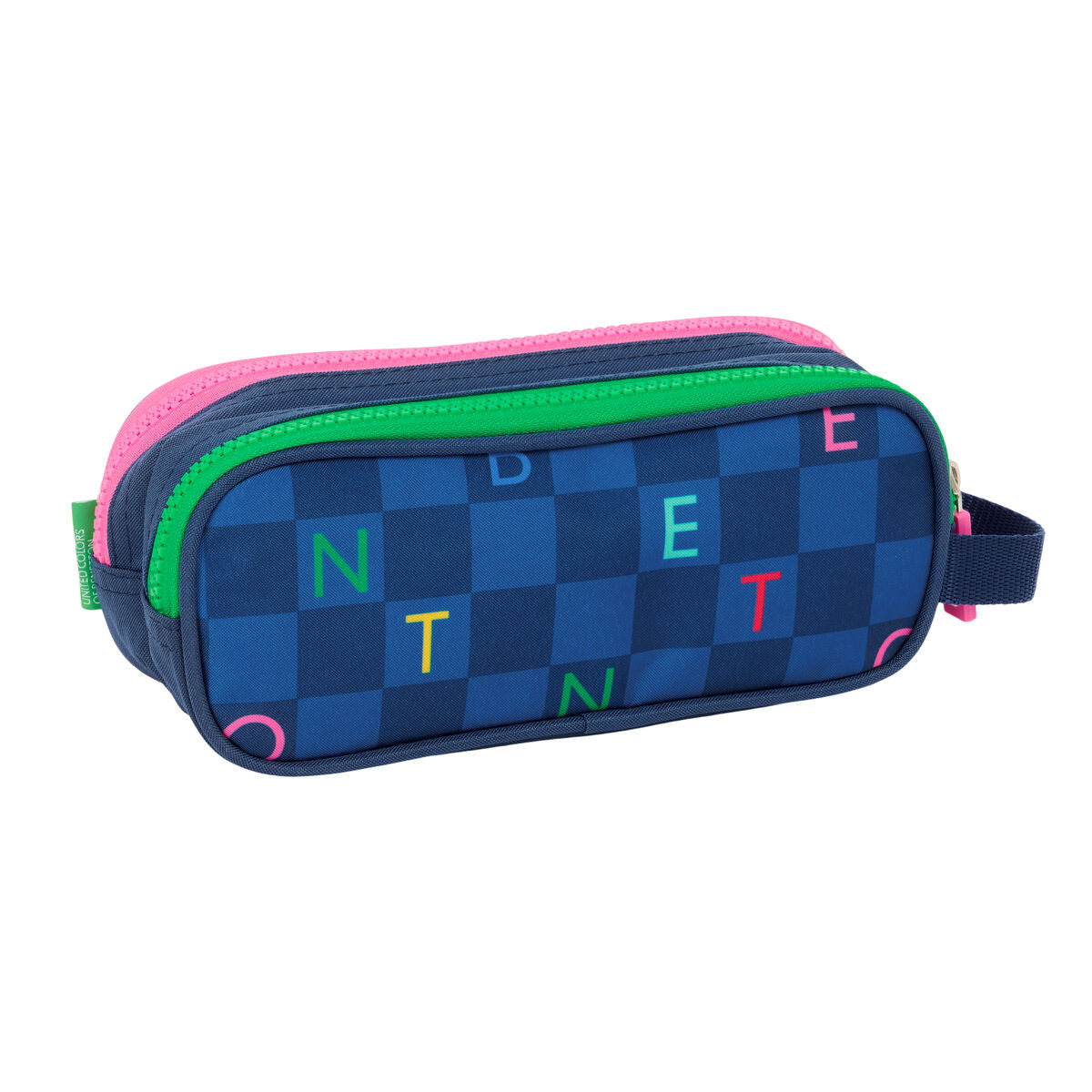 Penar dublu Benetton Damero Bleumarin 21 x 8 x 6 cm - Birou și papetărie, Material școlar și educațional