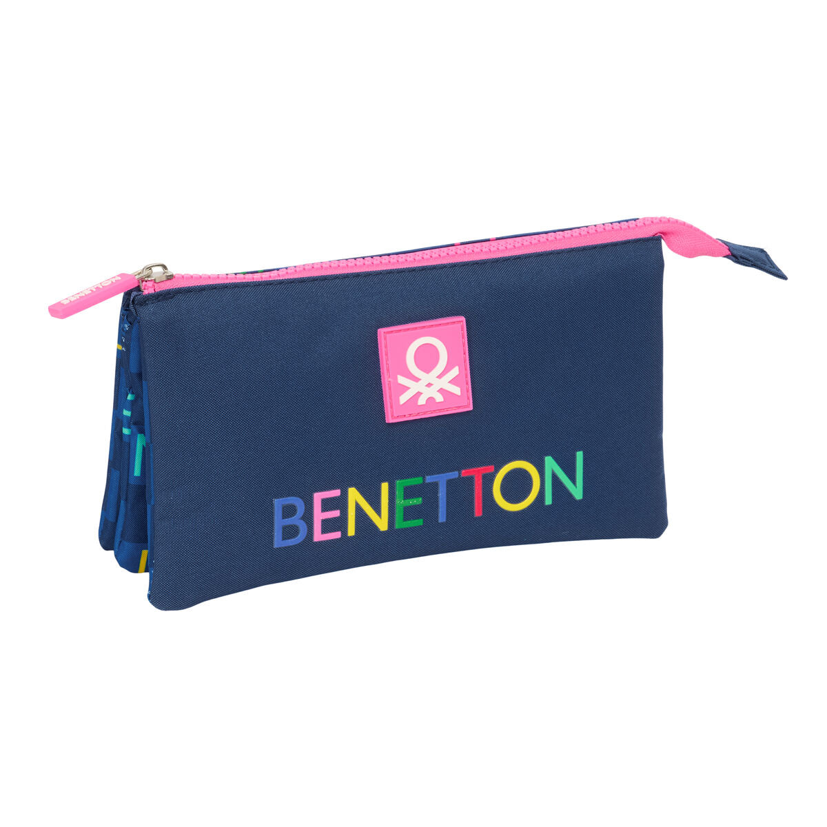 Penar triplu Benetton Damero Bleumarin 22 x 12 x 3 cm - Birou și papetărie, Material școlar și educațional