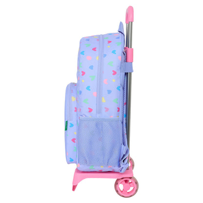 Ghiozdan cu Roți Benetton Lila Liliachiu 30 x 46 x 14 cm - Birou și papetărie, Material școlar și educațional