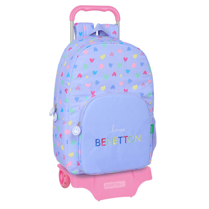 Ghiozdan cu Roți Benetton Lila Liliachiu 30 x 46 x 14 cm - Birou și papetărie, Material școlar și educațional