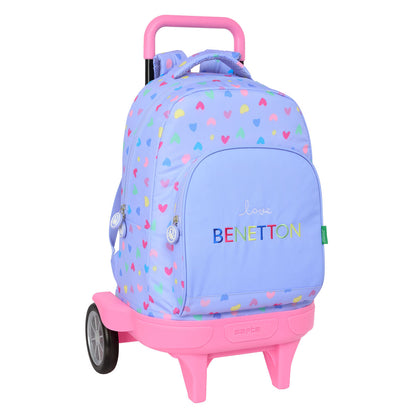 Ghiozdan cu Roți Benetton Lila Liliachiu 33 x 45 x 22 cm - Birou și papetărie, Material școlar și educațional