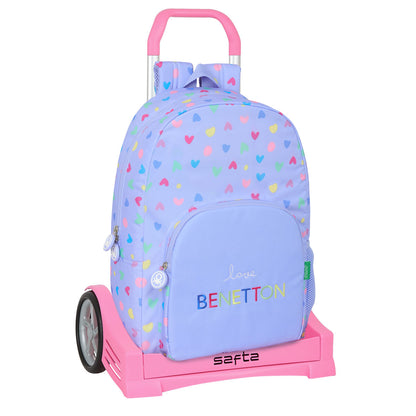 Ghiozdan cu Roți Benetton Lila Liliachiu 30 x 46 x 14 cm - Birou și papetărie, Material școlar și educațional