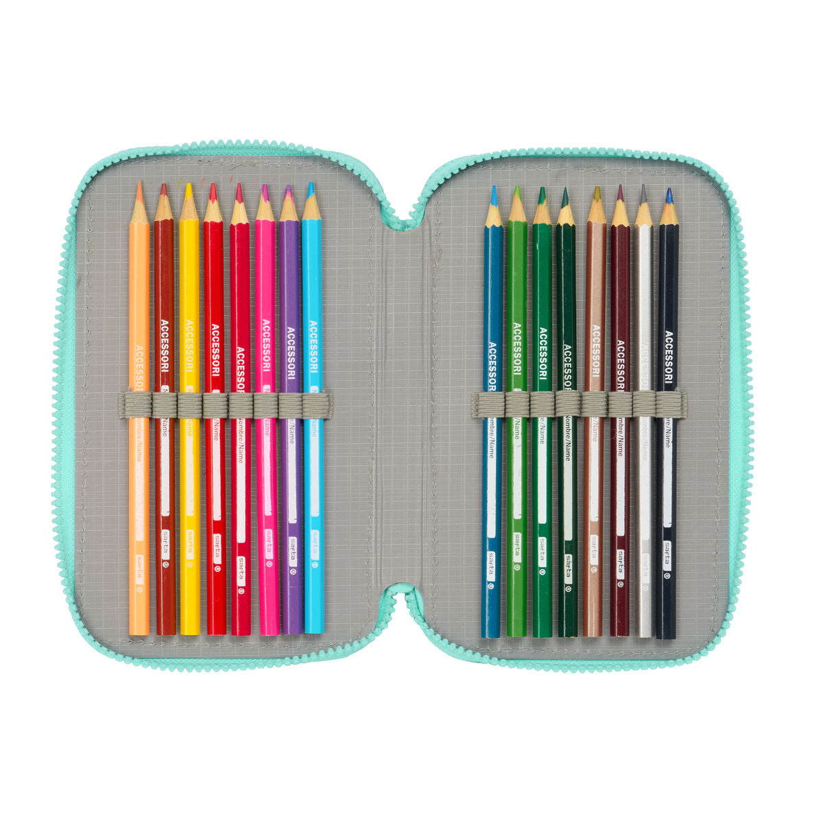 Penar Triplu Vaiana Albastru Bej 12,5 x 19,5 x 5,5 cm 37 Piese - Birou și papetărie, Material școlar și educațional