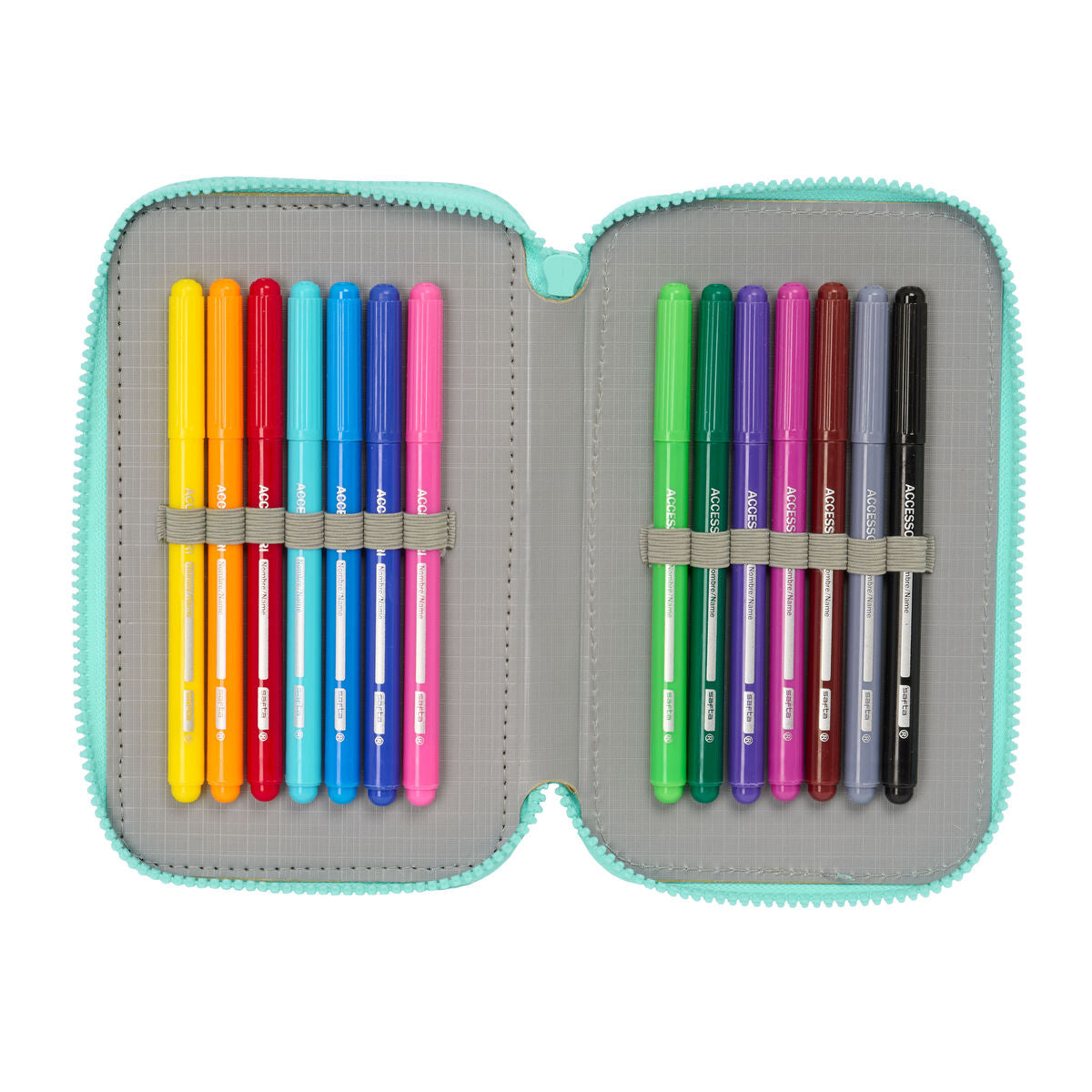 Penar Triplu Vaiana Albastru Bej 12,5 x 19,5 x 5,5 cm 37 Piese - Birou și papetărie, Material școlar și educațional