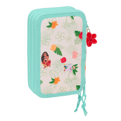 Penar Triplu Vaiana Albastru Bej 12,5 x 19,5 x 5,5 cm 37 Piese - Birou și papetărie, Material școlar și educațional