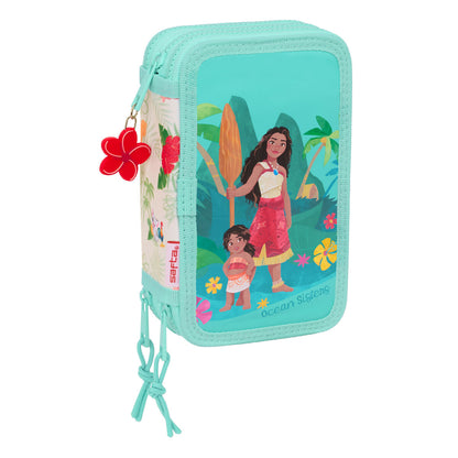 Penar Triplu Vaiana Albastru Bej 12,5 x 19,5 x 5,5 cm 37 Piese - Birou și papetărie, Material școlar și educațional