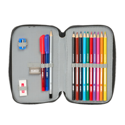 Penar cu Accesorii Munich Topo Negru 12.5 x 19.5 x 4 cm 29 Piese - Birou și papetărie, Material școlar și educațional
