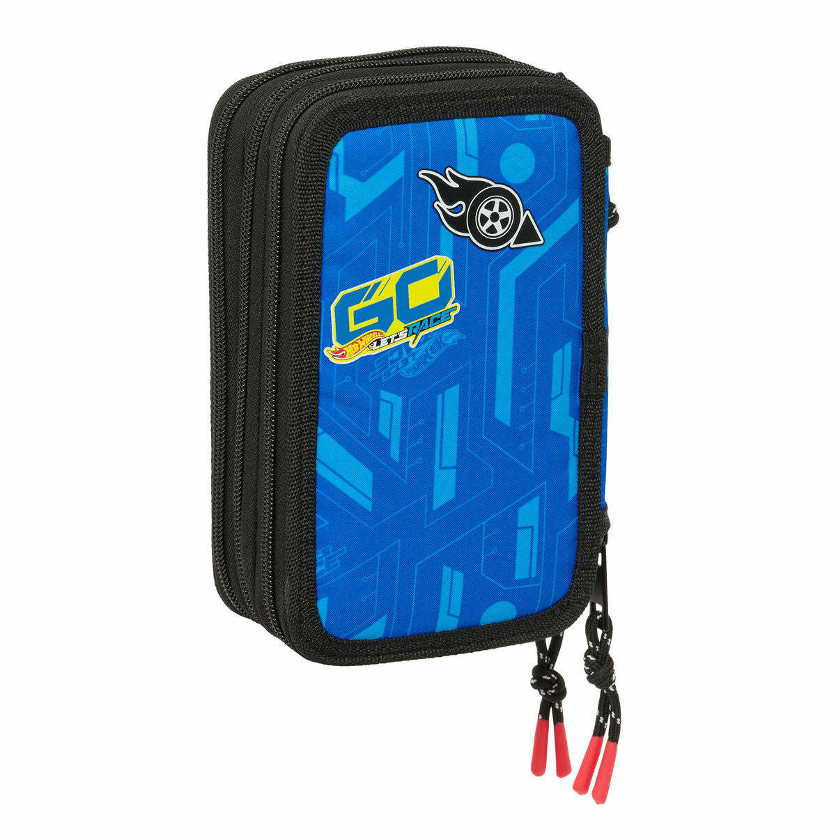 Penar Triplu Hot Wheels Let's race Albastru Negru 12,5 x 19,5 x 5,5 cm 37 Piese - Birou și papetărie, Material școlar și educațional