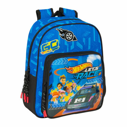 Ghiozdan Hot Wheels Let's race Albastru Negru 27 x 33 x 10 cm - Birou și papetărie, Material școlar și educațional