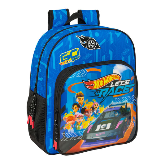 Ghiozdan Hot Wheels Let's race Albastru Negru 32 x 38 x 12 cm - Birou și papetărie, Material școlar și educațional