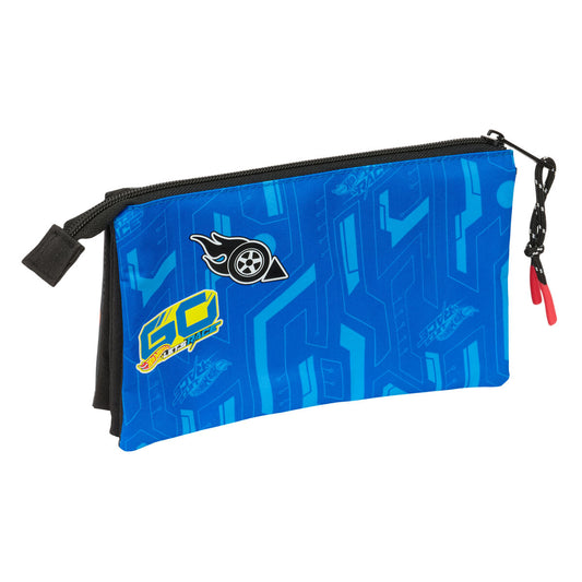Penar triplu Hot Wheels Let's race Albastru Negru 22 x 12 x 3 cm - Birou și papetărie, Material școlar și educațional
