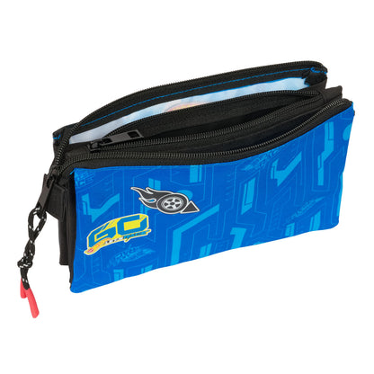 Penar triplu Hot Wheels Let's race Albastru Negru 22 x 12 x 3 cm - Birou și papetărie, Material școlar și educațional