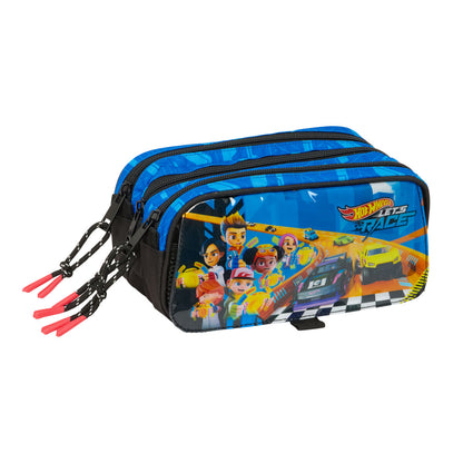 Penar triplu Hot Wheels Let's race Albastru Negru 21,5 x 10 x 8 cm - Birou și papetărie, Material școlar și educațional