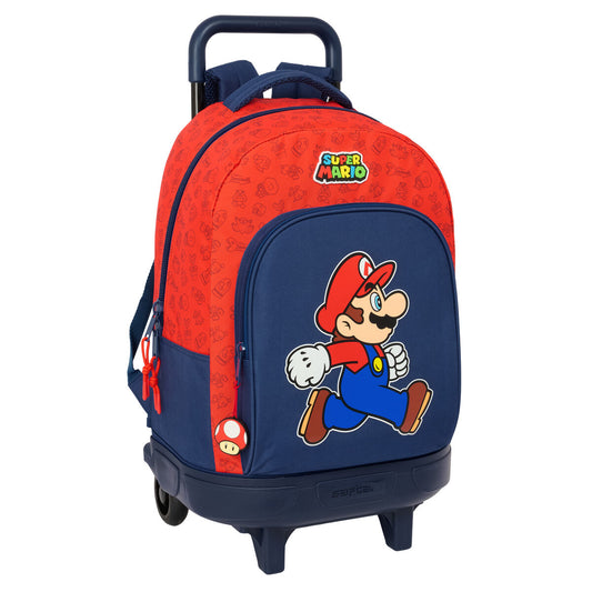 Ghiozdan cu Roți Super Mario Trick Roșu Albastru închis 33 x 45 x 22 cm - Birou și papetărie, Material școlar și educațional