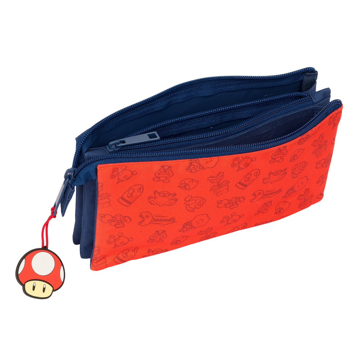Penar triplu Super Mario Trick Roșu Albastru închis 22 x 12 x 3 cm - Birou și papetărie, Material școlar și educațional